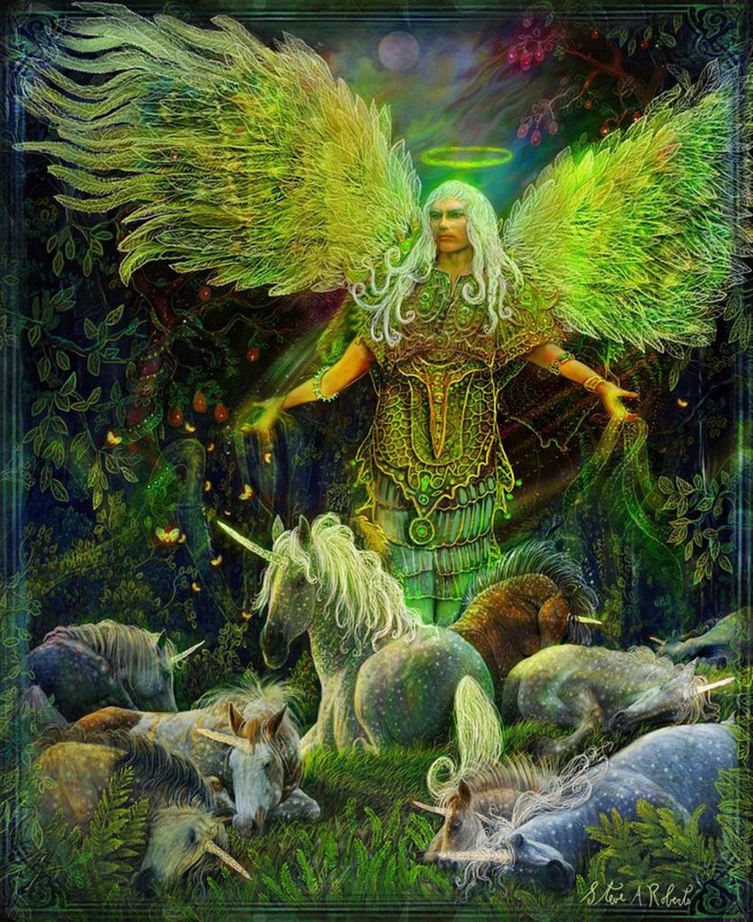 Archangel Raphael Protector of Unicorns by Steve A Roberts
