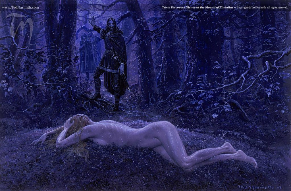 Turin Discovers Nienor at the Mound of Finduilas by Ted Nasmith