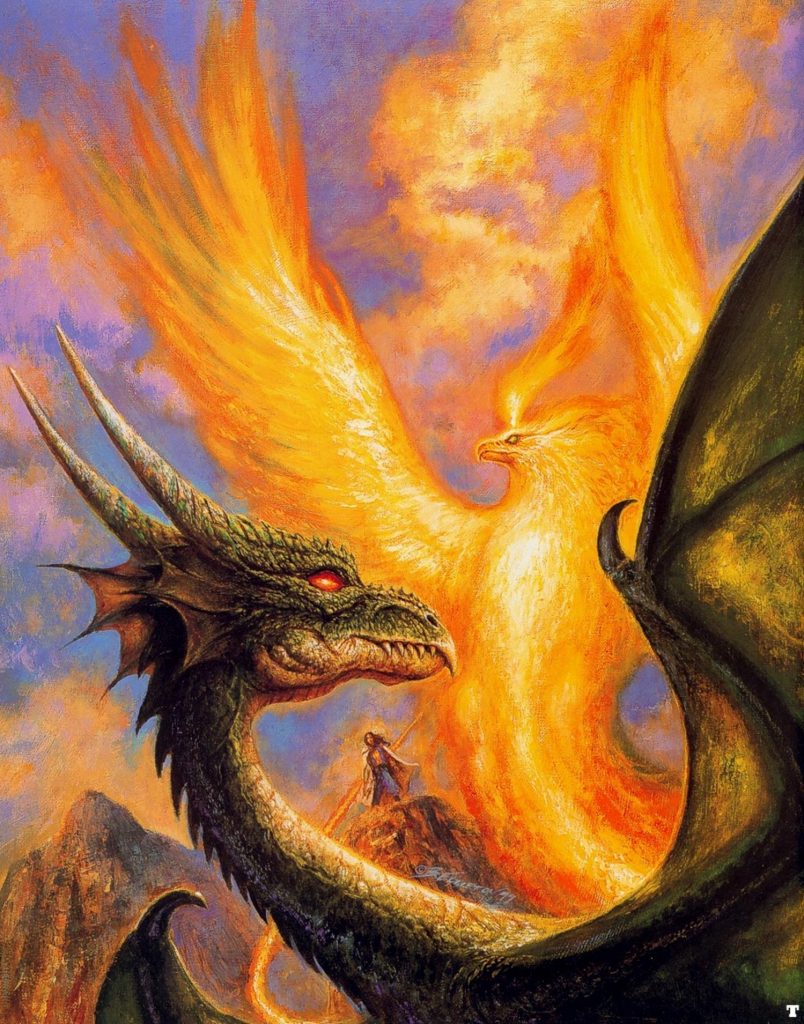 dragon and phoenix by Bob Eggleton